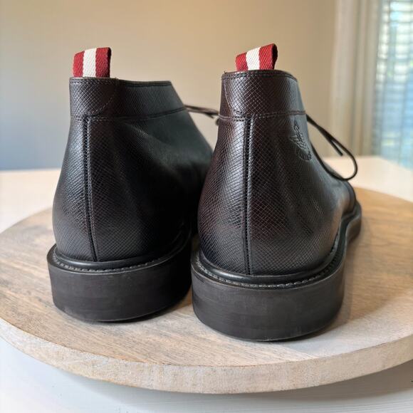 Bally Vilmar Brown Saffiano Leather Chukka Boots Men’s Size 11 D Switzerland - Picture 7 of 12
